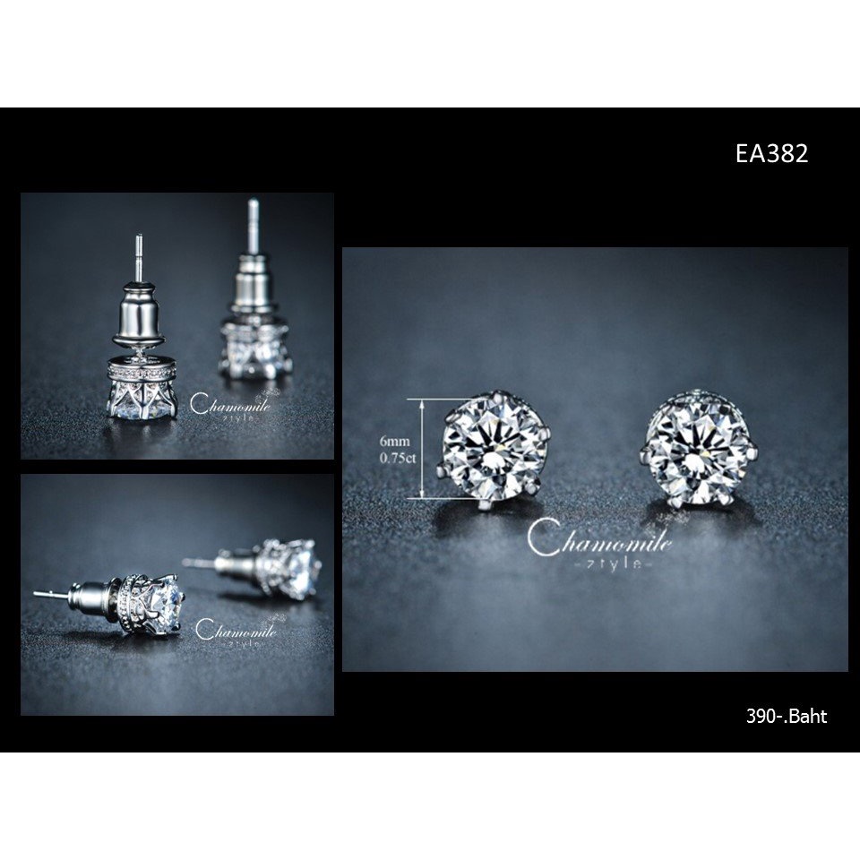 EA382-Earrings 0.75ct Top Grade CZ Brincos White Gold