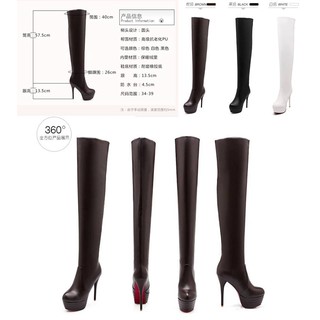 บูทหนังดำคอสเพลย์สีดำยาวต้นขา Cosplay boots**พร้อมส่ง**