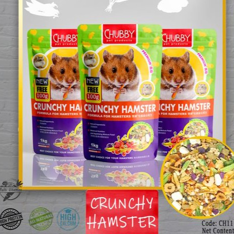 CHUBBY HAMSTER FOOD 1KG ฟรี 100G | มวงการ HAMSTER
