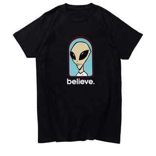 T-shirt  Gildan เสื้อยืดผ้าฝ้าย 100% พิมพ์ลายกราฟฟิค Alien Workshop Believe Speed Way สีดํา และสีขาว สไตล์ฮาราจูกุ สําหร