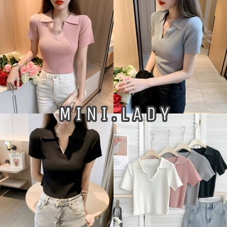 Mini.Lady💗🌼🌸พร้อมส่งจริง!เสื้อคอปกแขนสั้นสีสวยทรงเสื้อดูดี(28025)