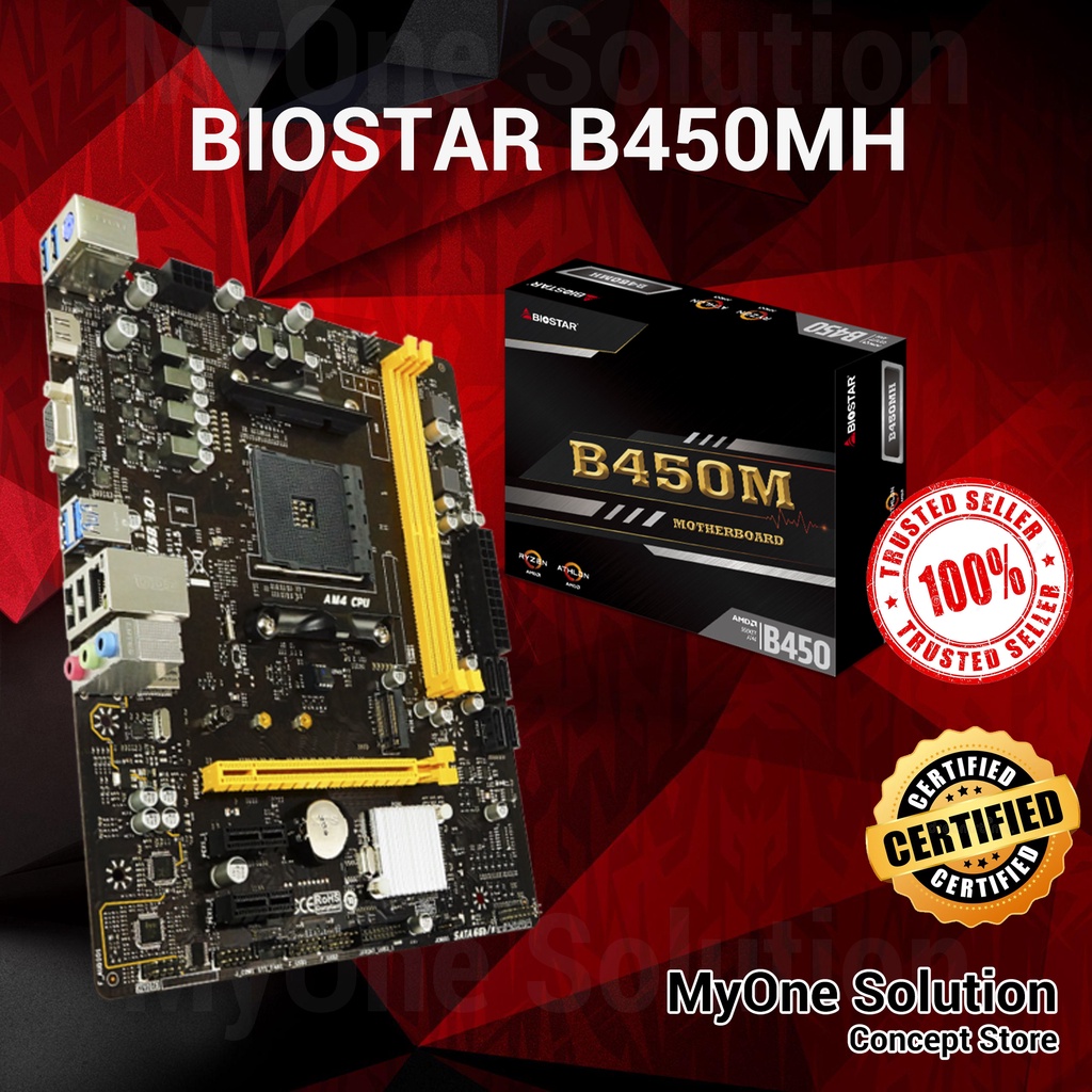 Biostar B450MH AM4 MOTHERBOARD
