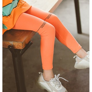🍊สีสวย🍊เลคกิ้งเด็กหญิงสีส้มผ้านิ่ม กางเกงขายาวเด็กหญิง