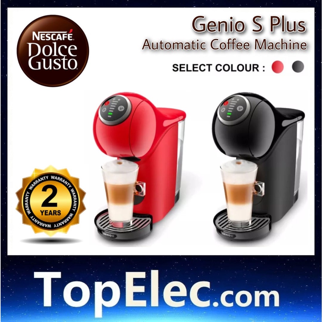 Nescafe Dolce Gusto Genio S Plus เครื่องชงกาแฟอัตโนมัติ (สีดํา / สีแดง) เครื่องชงกาแฟ Nescafe Dolce Gusto topelec kopi