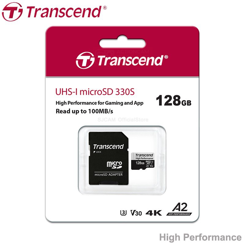 Transcend High Performance MicroSD Card 128GB (R 100MB/s / W 85MB/s) สำหรับ โทรศัพท์ เครื่องเล่นเกมส์ รับประกัน 2 ปี