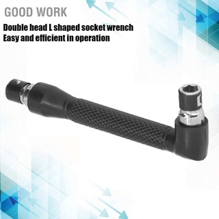 Good Work Double Head 90 Degree L Shaped 1/4in Hex Shank Socket Wrench Right Angle Screwdriver Adapter