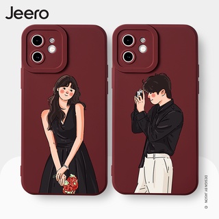 Jeero เคสคู่ เคสไอโฟน คู่รัก ขอบเหลี่ยมกันกระแทกซิลิโคนนุ่มการ์ตูนน่ารักตลก เคสโทรศัพท์ Compatible for iPhone 15 14 13 12 11 Pro Max SE 2020 X XR XS 8 7 ip 6S 6 Plus HFE1045