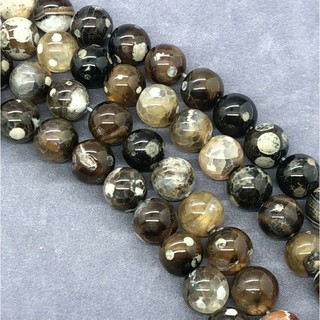 หินอาเกต Agate(โมรา)สีน้ำตาล 8-12mm. (10เม็ด/set)