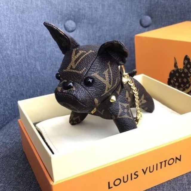 KEYCHAIN LOUIS VUITTON Dark Brown French Bulldog