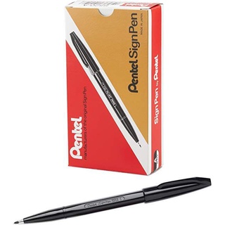 PENTEL Sign Pen S520-A Black ปากกาเมจิก เพนเทล หมึกสีดำ (กล่อง/12ด้าม) ขนาดหัว 2.0 มม. ปากกาแบบสวมปลอก หมึกแห้งไว