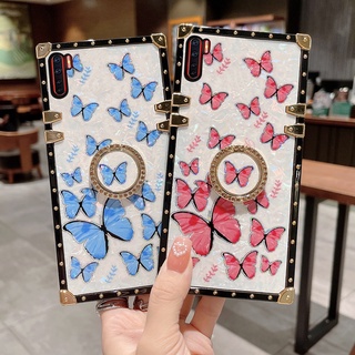 เคสโทรศัพท์กันกระแทก OPPO F19 Pro F17 Pro F15 F11 Pro เคสลายผีเสื้อ ที่วางแหวน สี่เหลี่ยม เคสป้องกัน