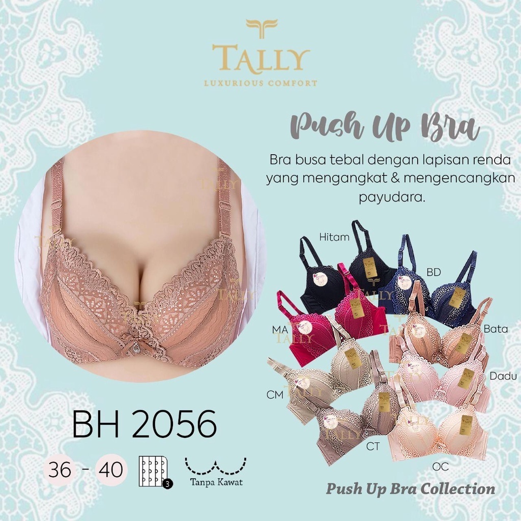 Tally 2056 โฟมหนา Push Up Bra ไม่มีลวดโฟมหนาไม่มีลวด 34-40 Hooks TAMILY BRA BH 2056 PUSH UP BRA THIC