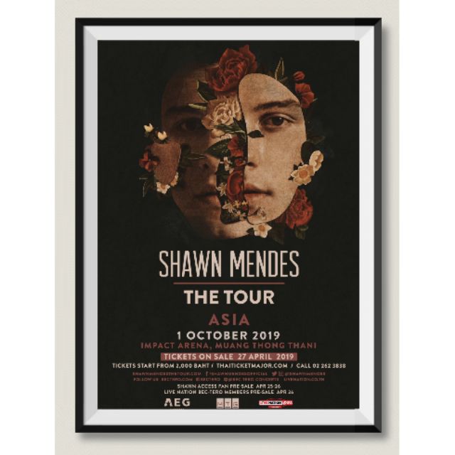 โปสเตอร์คอนเสิร์ต Shawn Mendes The Tour Bangkok 2019 Shopee Thailand