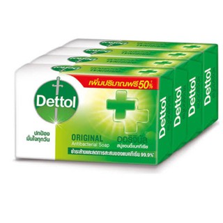 (แพ็ค 4 ก้อน) Dettol เดทตอล สบู่ก้อน แอนตี้แบคทีเรีย สูตรออริจินัล (สีเขียว)