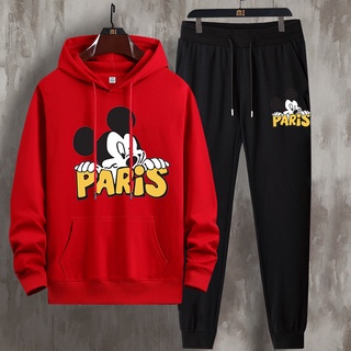 #L257+CKH159ชุดเสื้อแขนยาวกันหนาวเสื้อฮู้ด+กางเกงขายาว.ลายแฟ…