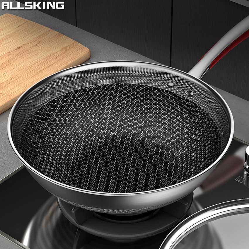 Allsking กระทะรังผึ้ง ทรงลึก กระทะ pan กระทะนอนสติ๊ก Non Stick ไม่ติดกระทะ กระทะเทฟล่อน Teflon มี 2 ขนาด