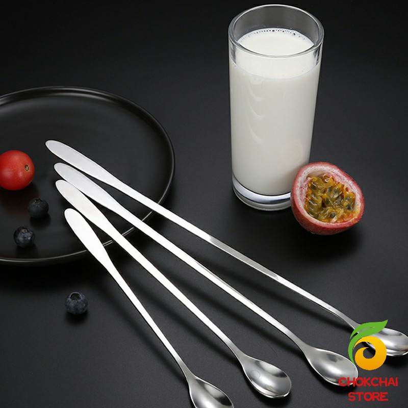 Chok ช้อนคนด้ามยาว ช้อนหางยาวสแตนเลส ช้อนชงกาแฟ ช้อนชงนม   stainless steel stirring spoon - รูปที่ 3