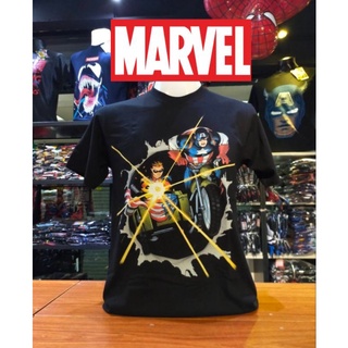 เสื้อยืดMarvel_ลิขสิทธิ์แท้ลายCaptainAmericaสีดำ(mvx-230)