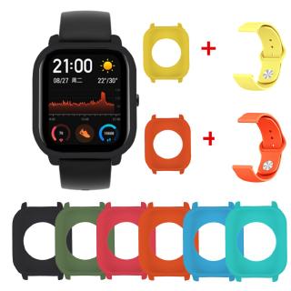 สายนาฬิกาข้อมือ ซิลิโคน + เคส 2 in 1 สําหรับ xiaomi amazfit gts smart watch