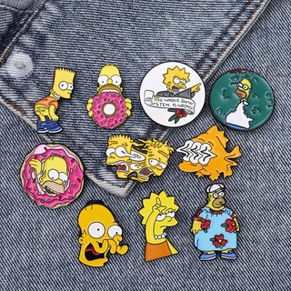 เครื่องประดับ เข็มกลัด โลหะผสม รูป Simpsons Series แบบสร้างสรรค์ สําหรับตกแต่งกระเป๋าเป้สะพายหลัง และเสื้อผ้า