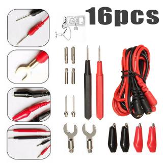 Multimeter Test Leads 16pcs Accessory Set Multifunction Connector Crocodile clips Replacement Probes Cable Copper