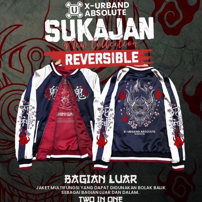 Dhozen Sukajan Shinigami เย็บปักถักร้อยเสื้อแจ็คเก็ต Two In One A214