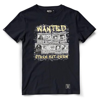 เสื้อยืดวันพีช One piece 756-BK WANTED สีดำ/สกรีนทอง