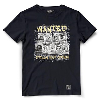 เสื้อยืดวันพีช One piece 756-BK WANTED สีดำ/สกรีนทอง