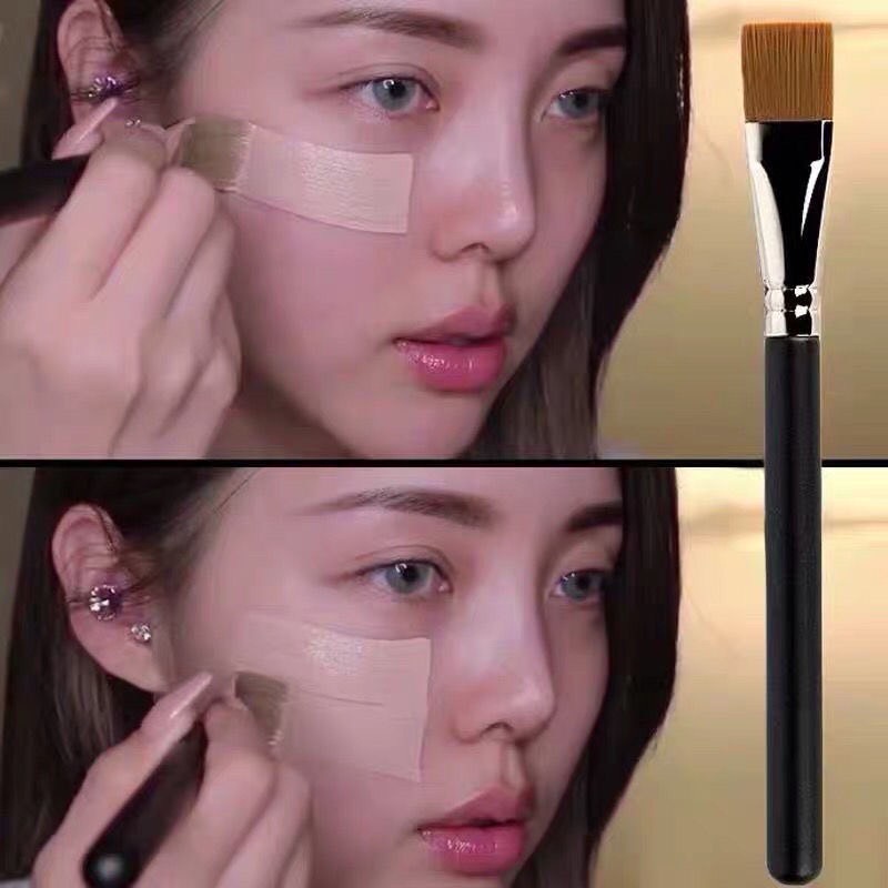 E081 แปรงลงรองพื้นหัวแบน Foundation Brush เกลี่ยง่าย ขนนุ่ม ไม่บาดหน้า
