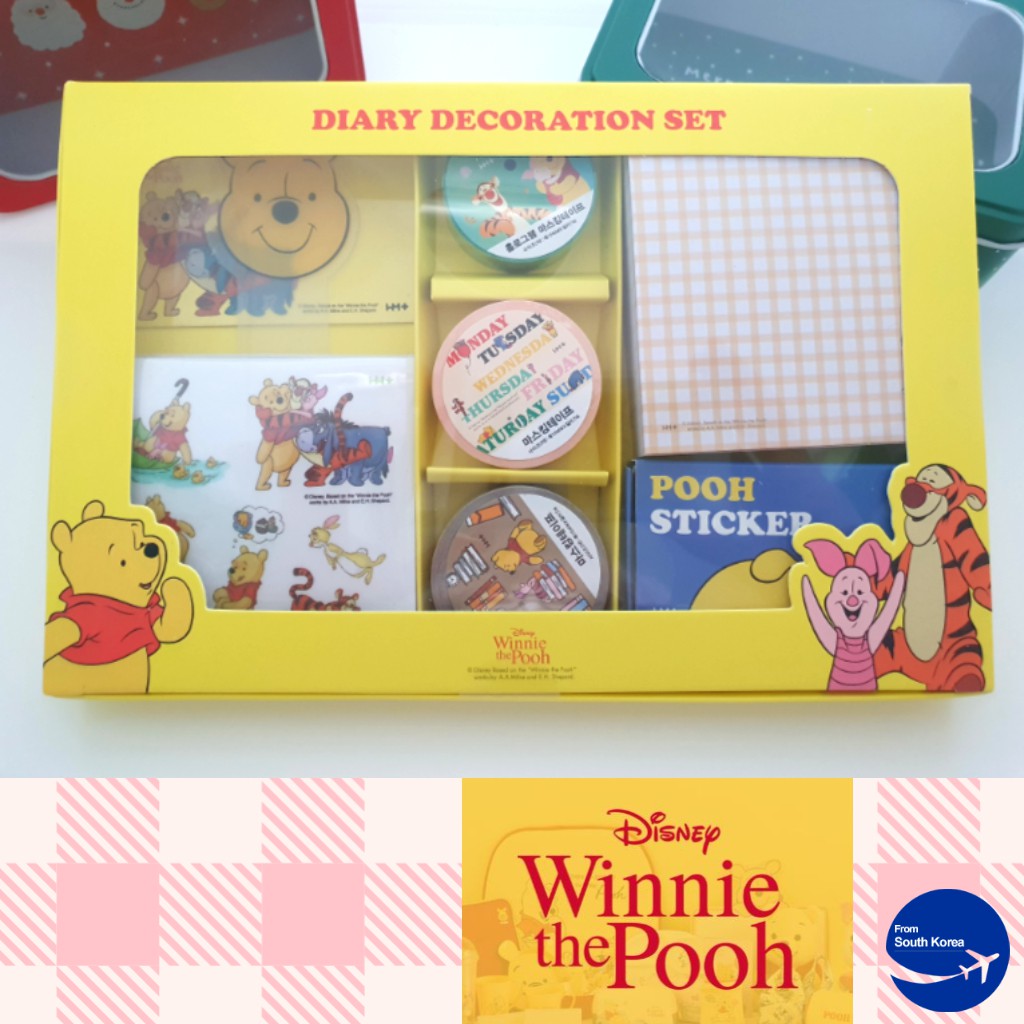 K-Ellia] DAISO KOREA x Disney Winnie the pooh Diary Decoration Set Sticker Washi  Tape | Shopee Thailand