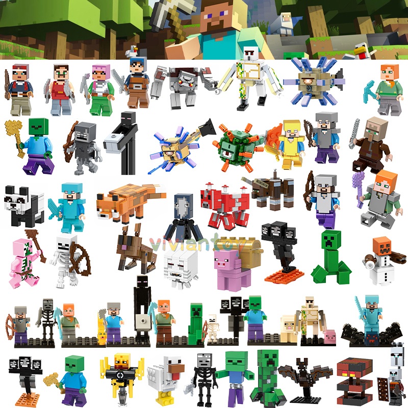 โมเดลบล็อกตัวต่อ My World Alex Steve Zombie Villager DIY ของเล่นสําหรับเด็ก