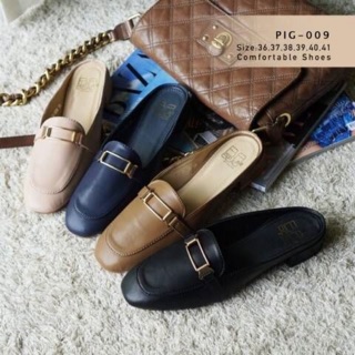 Pig-009 รองเท้าเปิดส้นหน้าแมน