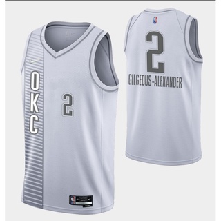 เสื้อกีฬาแขนสั้น ลายทีม NBA jersey Oklahoma City Thunder 2 ปี 2022# เสื้อกีฬาบาสเก็ตบอล Gilgeous ALEXANDER สีขาว