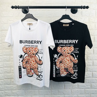 ถูกสุดๆพร้อมส่ง Bur-Be-Ry เสื้อยืดแขนสั้นผ้าฝ้ายพิมพ์ลายหมีทรงหลวมแบบลําลอง Unisexรหัสเต็ม