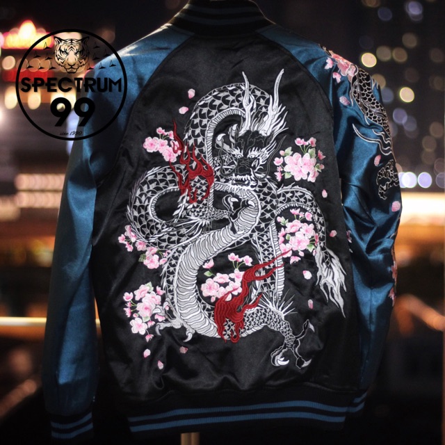 ส่งฟรี! Sukajan Dragon Sakura มังกรซากุระ สีดำ-คราม