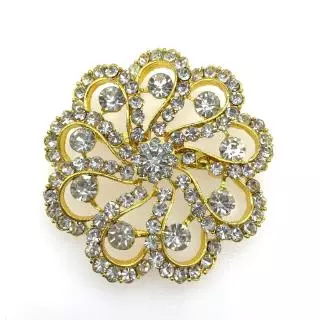 Vintage Jewelry เข็มกลัด 6cm ลายดอกไม้ แฟชั่น คลาสสิก เข็มกลัดเพชร ดอกไม้ สิทอง 1pcs