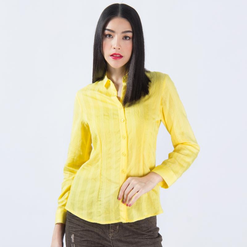 GSP Shirt เสื้อเชิ้ตทำงาน สีเหลือง แขนยาว (PS2FYE)