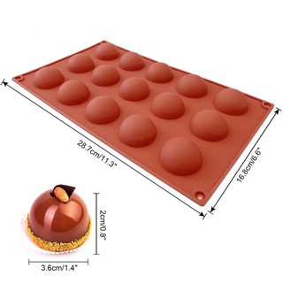 ถูกที่สุด!! แม่พิมพ์ ซิลิโคน ทรงกลม 15 ช่อง สำหรับทำขนม วุ้น ช้อคโกแลต น้ำแข็ง