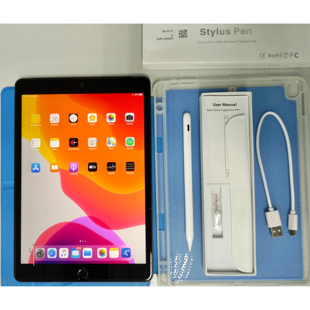 iPad 7th 32GB wifi+cellular สี space gray (ประกัน apple store ถึง 16/1/2021) แถมฟรีเคส + ปากกาวาดภาพ