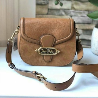 F31113 COACH ELLE SADDLE BAG   สี LIGHT SADDLE/OLD BRASS  ขนาด 6.75" (L) x 8.25" (H) x 2.75" (W)    ราคา 4,590