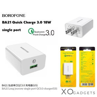 Borofone BA21 หัวชาร์จ Quick Charge 3.0 18วัตต์  หัวชาร์จบ้าน หัวชาร์จquick charge  borofoneba21 (รับประกัน1ปี)