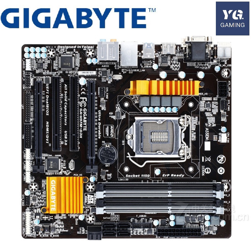 GIGABYTE GA-H97M-D3H เมนบอร์ดเดสก์ท็อป LGA1150 i3 i5 i7 DDR3 USB3.0 32G Micro-ATX