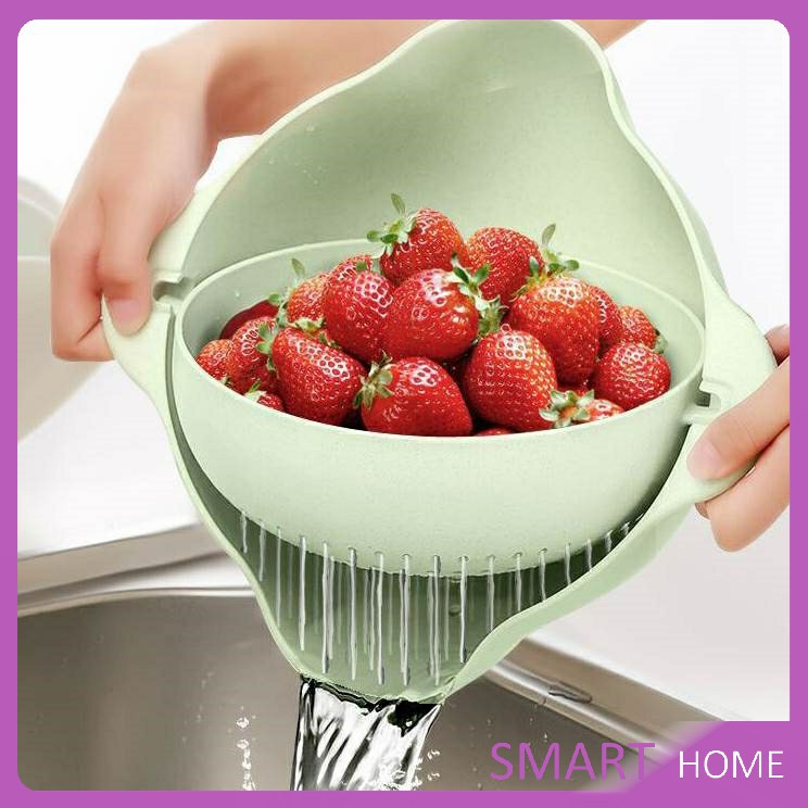 "ทรงกลม" กะละมังล้างผัก ที่ล้างผัก ตะกร้าล้างผัก ผลไม้ 2 ชั้น Fruit and vegetables Washer