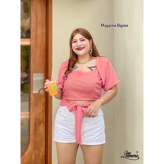 เสื้อยืด แขนสั้น PLUSSIZE เสื้อผ้าคนอวบอ้วน🌸รหัส 177#เสื้อครอปผ้าร่องเล็กแฟชั่น น่ารักมากๆ ผ้าAAA+