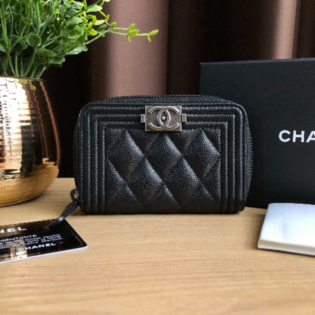 กระเป๋าใส่เหรียญ New Chanel Boy Zip Coin Purse Caviar RHW holo29 ของแท้100%