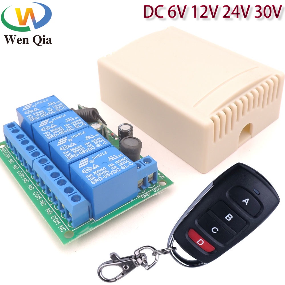 รีโมทคอนโทรลสากล 433MHz RF สวิตช์ไร้สาย DC 6V 12V 24V 30V 4Ch รีเลย์ตัวรับสัญญาณและเครื่องส่งสัญญาณสําหรับโคมไฟโรงรถประตูมอเตอร์