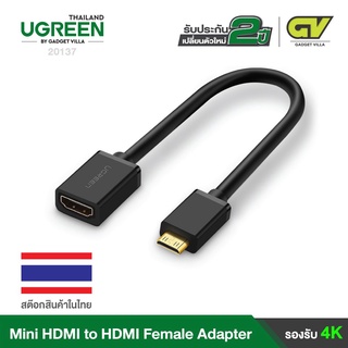 UGREEN 20137 Mini HDMI Adapter Mini HDMI to HDMI Female Cable Adapter Support 4K 8 Inch.