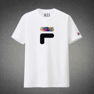Fila เสื้อยืดผ้าฝ้ายแขนสั้นทรงหลวมสไตล์เกาหลีแฟชั่นผู้ชาย