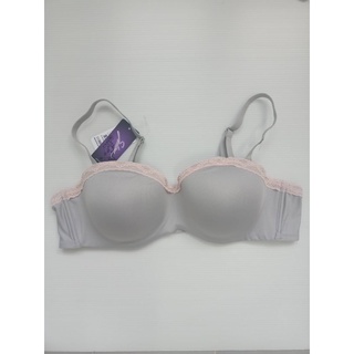 Sabina เสื้อชั้นใน (มีโครง) รุ่น Habpy Lady รหัส HBLN589SL สีเทาลูกไม้สีชมพู Size 36B/80 กับ 38B/85