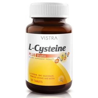 Vistra L-Cysteine Plus Biotin วิสทร้า ผลิตภัณฑ์เสริมอาหารไบโอติน บำรุงเล็บและเส้นผม (30 เม็ด)